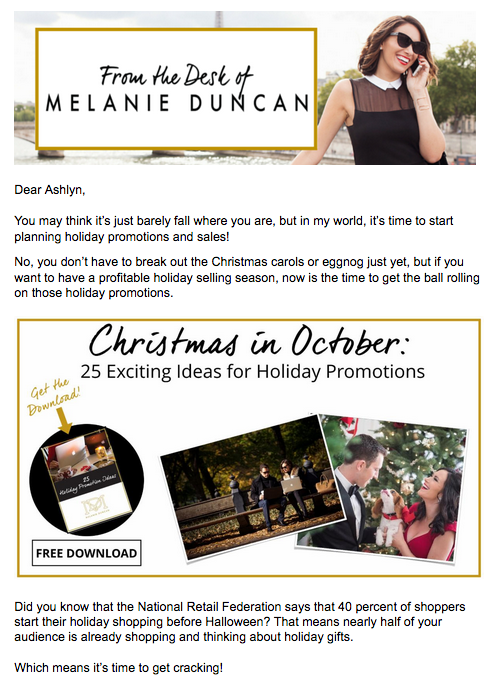 Melanie Duncan email from Ashlyn Writes Copywriting Blog