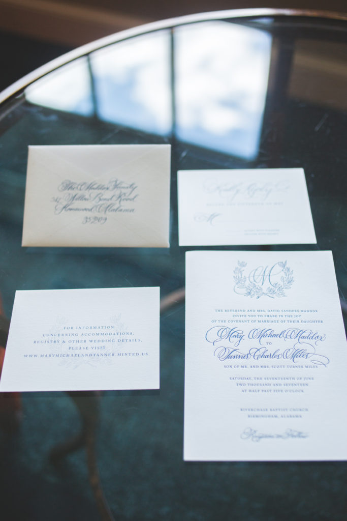 Classic southern wedding invitation calligraphy for The Club, Birmingham, Alabama wedding by Ashlyn Writes Wedding Calligraphy Atlanta Wedding Calligrapher